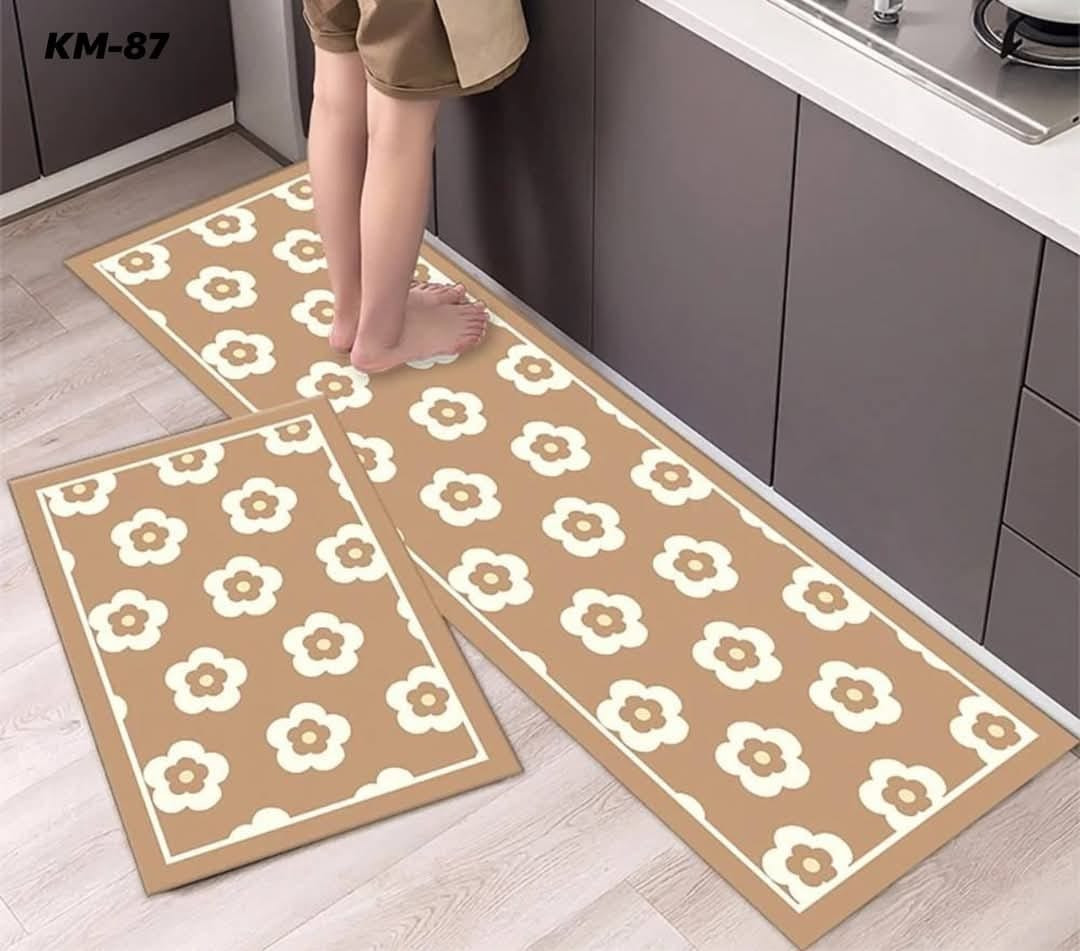 Anti-slip 3D Printed Geometric Kitchen Mat Set