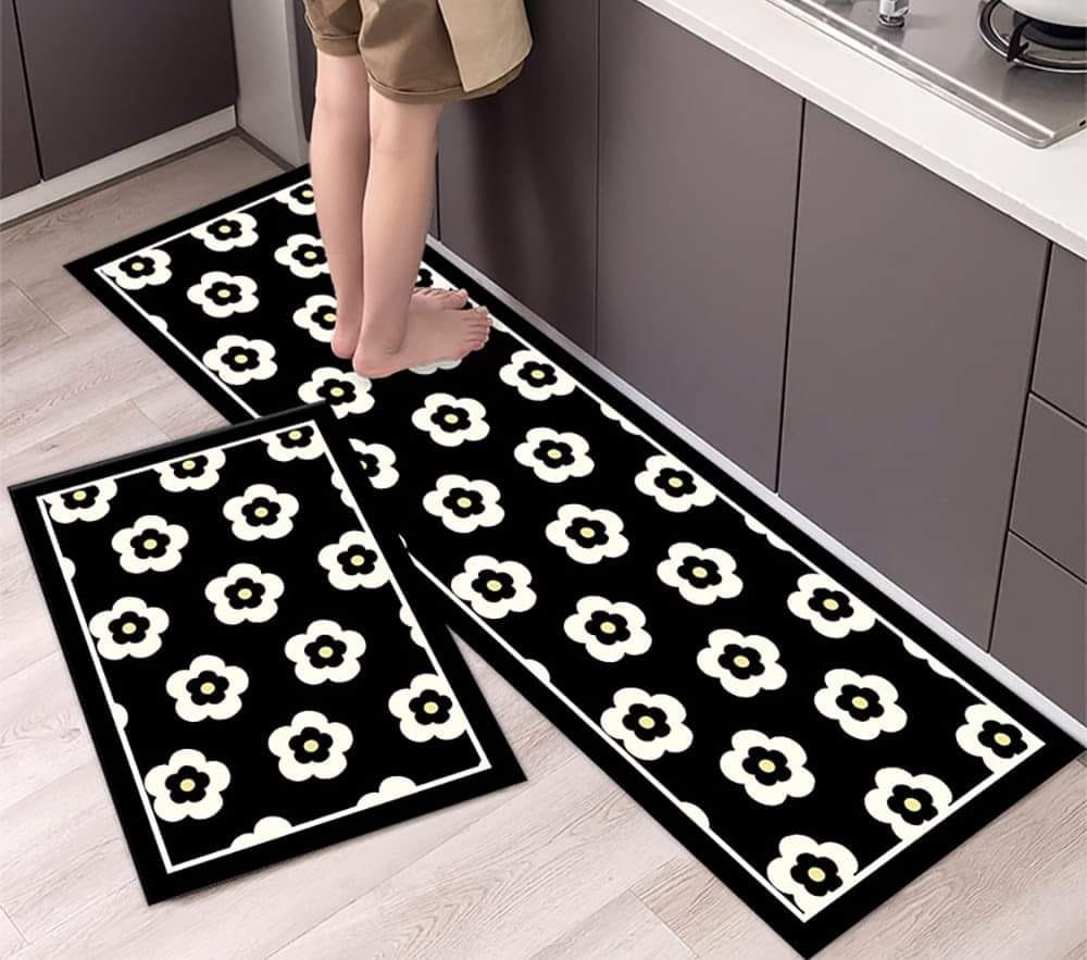 Anti-slip 3D Printed Geometric Kitchen Mat Set